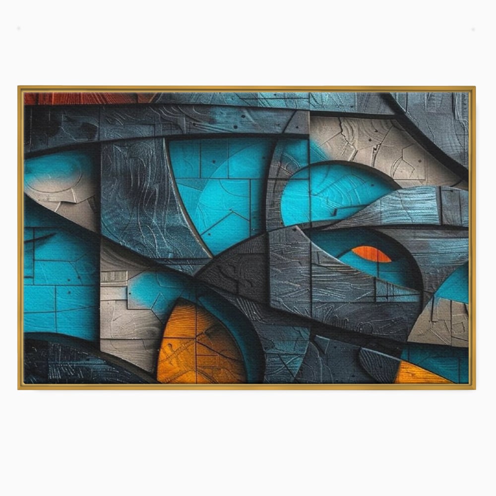 Tablou Canvas Premium, LuxCanva® C1274, Spatiul dintre ganduri, Geometrie, Albastru, Turcoaz, Abstract, Profunzime, Curbe, Industrial, Arhitectural, Umbre, Materie, Birou, Living, Dormitor