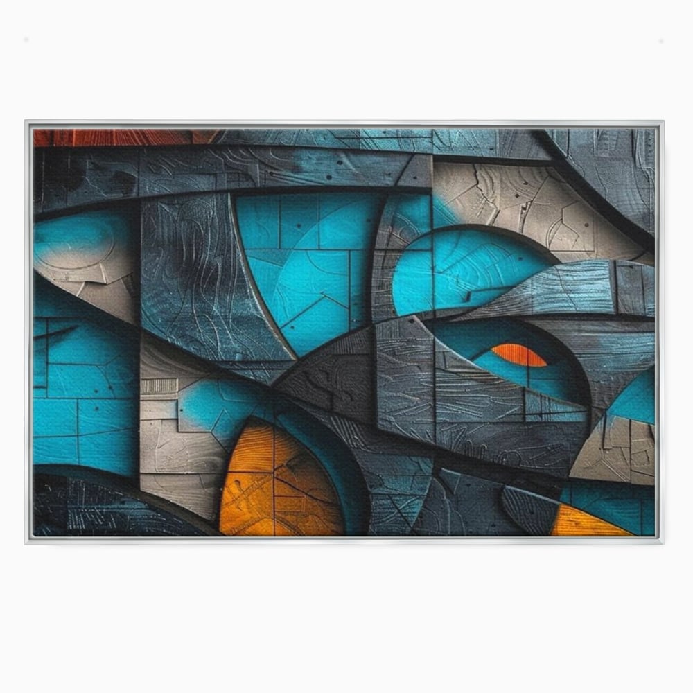 Tablou Canvas Premium, LuxCanva® C1274, Spatiul dintre ganduri, Geometrie, Albastru, Turcoaz, Abstract, Profunzime, Curbe, Industrial, Arhitectural, Umbre, Materie, Birou, Living, Dormitor