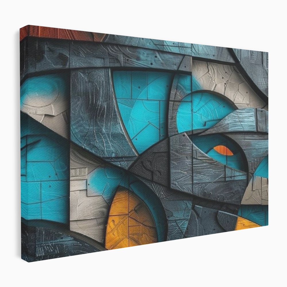 Tablou Canvas Premium, LuxCanva® C1274, Spatiul dintre ganduri, Geometrie, Albastru, Turcoaz, Abstract, Profunzime, Curbe, Industrial, Arhitectural, Umbre, Materie, Birou, Living, Dormitor