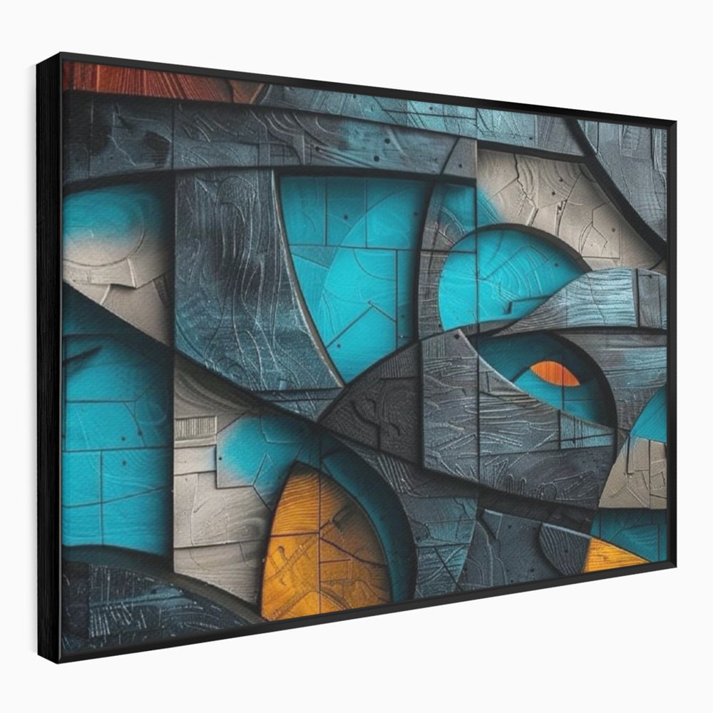 Tablou Canvas Premium, LuxCanva® C1274, Spatiul dintre ganduri, Geometrie, Albastru, Turcoaz, Abstract, Profunzime, Curbe, Industrial, Arhitectural, Umbre, Materie, Birou, Living, Dormitor