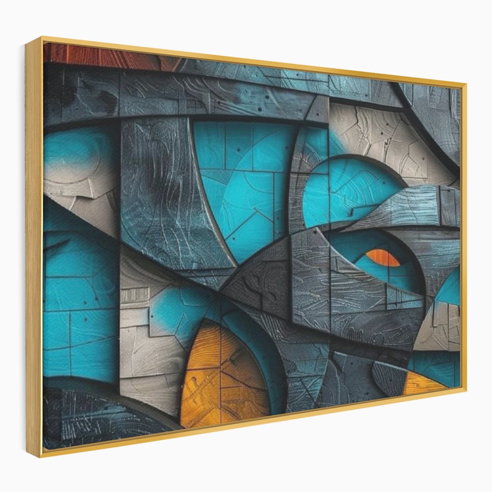 Tablou Canvas Premium, LuxCanva® C1274, Spatiul dintre ganduri, Geometrie, Albastru, Turcoaz, Abstract, Profunzime, Curbe, Industrial, Arhitectural, Umbre, Materie, Birou, Living, Dormitor