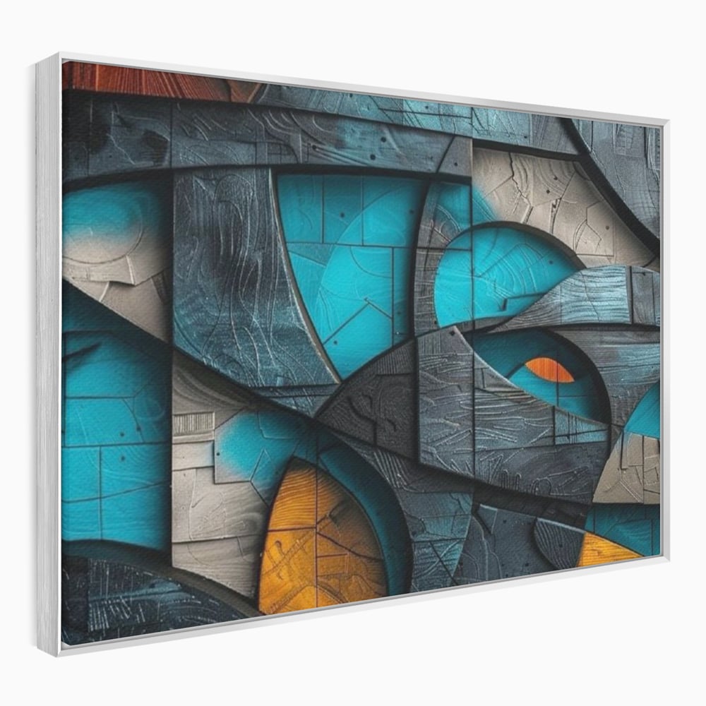 Tablou Canvas Premium, LuxCanva® C1274, Spatiul dintre ganduri, Geometrie, Albastru, Turcoaz, Abstract, Profunzime, Curbe, Industrial, Arhitectural, Umbre, Materie, Birou, Living, Dormitor