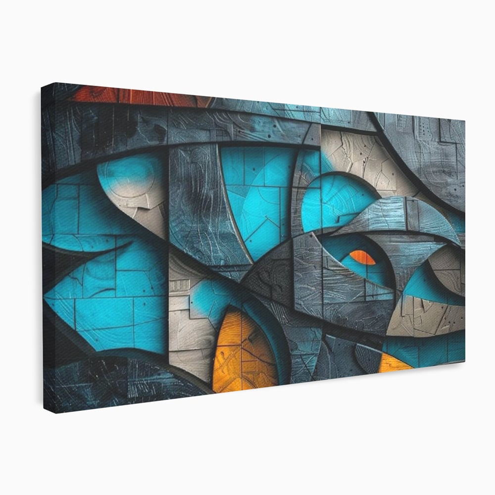 Tablou Canvas Premium, LuxCanva® C1274, Spatiul dintre ganduri, Geometrie, Albastru, Turcoaz, Abstract, Profunzime, Curbe, Industrial, Arhitectural, Umbre, Materie, Birou, Living, Dormitor