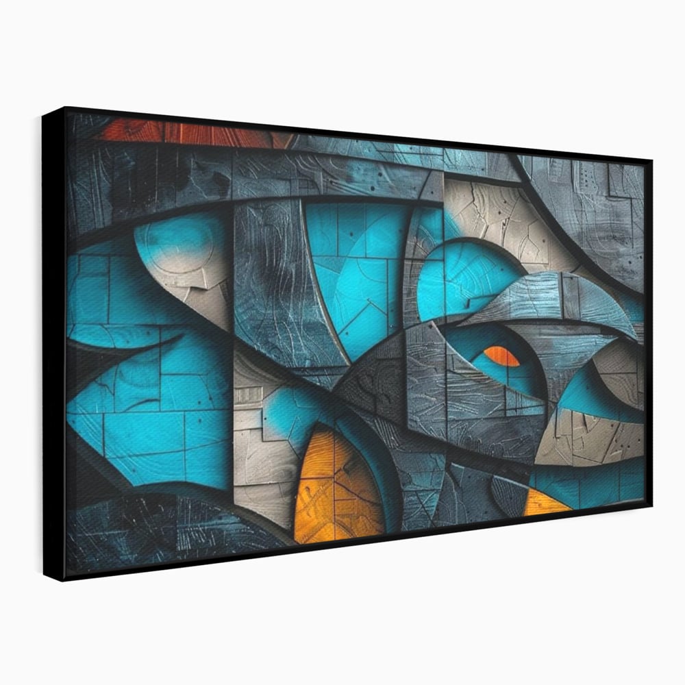 Tablou Canvas Premium, LuxCanva® C1274, Spatiul dintre ganduri, Geometrie, Albastru, Turcoaz, Abstract, Profunzime, Curbe, Industrial, Arhitectural, Umbre, Materie, Birou, Living, Dormitor