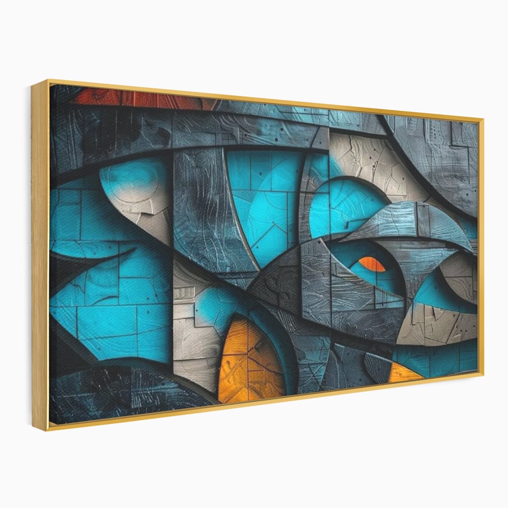 Tablou Canvas Premium, LuxCanva® C1274, Spatiul dintre ganduri, Geometrie, Albastru, Turcoaz, Abstract, Profunzime, Curbe, Industrial, Arhitectural, Umbre, Materie, Birou, Living, Dormitor