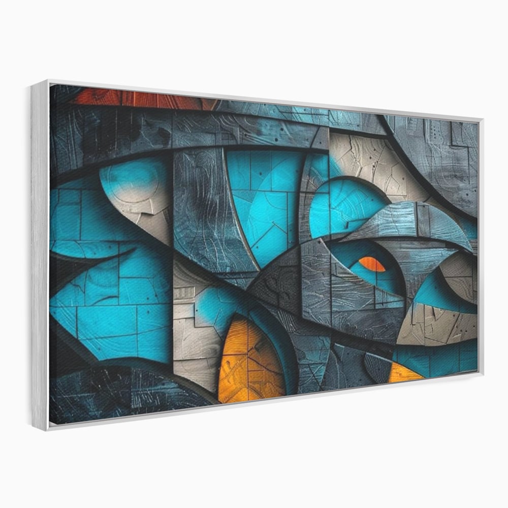 Tablou Canvas Premium, LuxCanva® C1274, Spatiul dintre ganduri, Geometrie, Albastru, Turcoaz, Abstract, Profunzime, Curbe, Industrial, Arhitectural, Umbre, Materie, Birou, Living, Dormitor