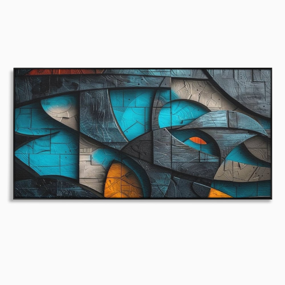 Tablou Canvas Premium, LuxCanva® C1274, Spatiul dintre ganduri, Geometrie, Albastru, Turcoaz, Abstract, Profunzime, Curbe, Industrial, Arhitectural, Umbre, Materie, Birou, Living, Dormitor