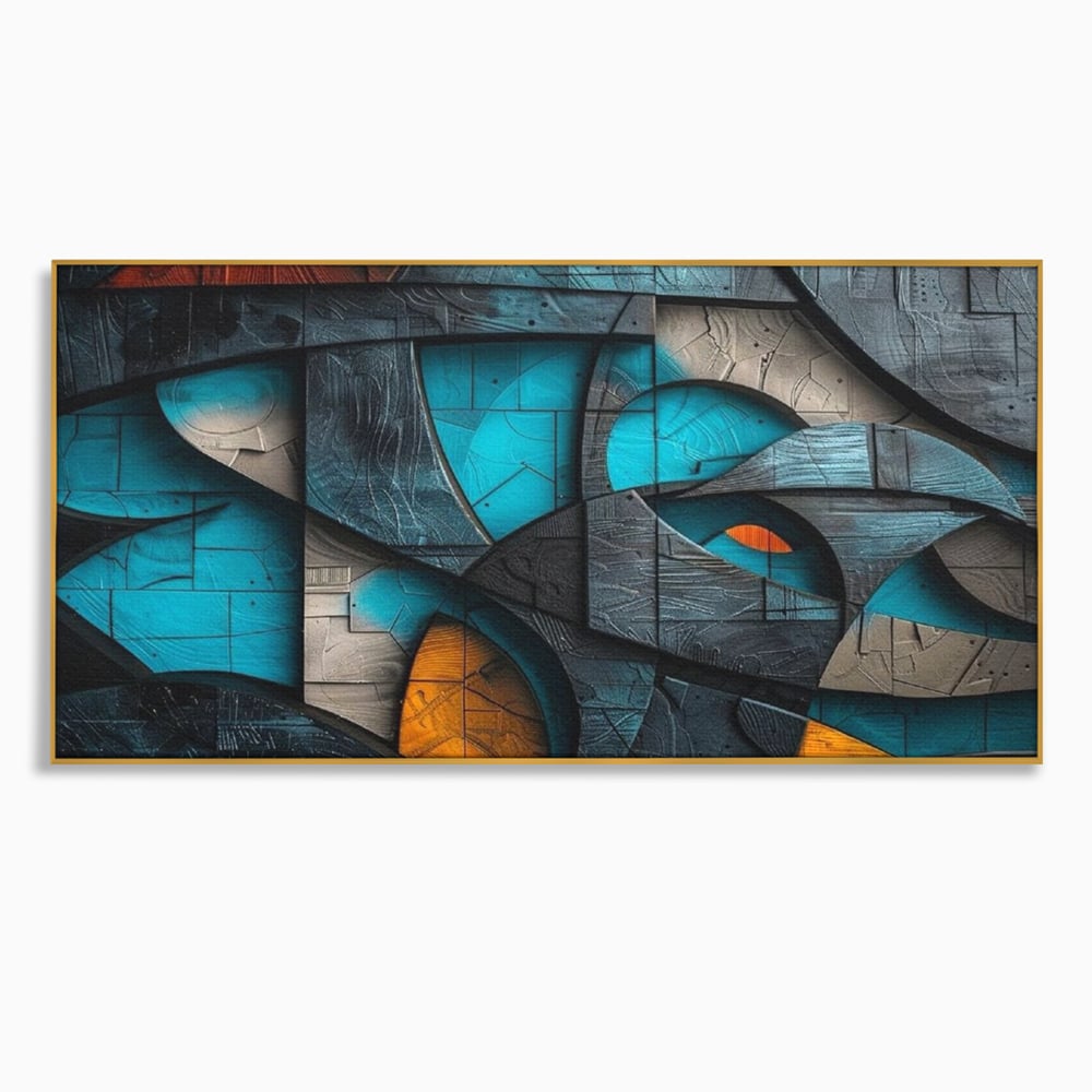 Tablou Canvas Premium, LuxCanva® C1274, Spatiul dintre ganduri, Geometrie, Albastru, Turcoaz, Abstract, Profunzime, Curbe, Industrial, Arhitectural, Umbre, Materie, Birou, Living, Dormitor