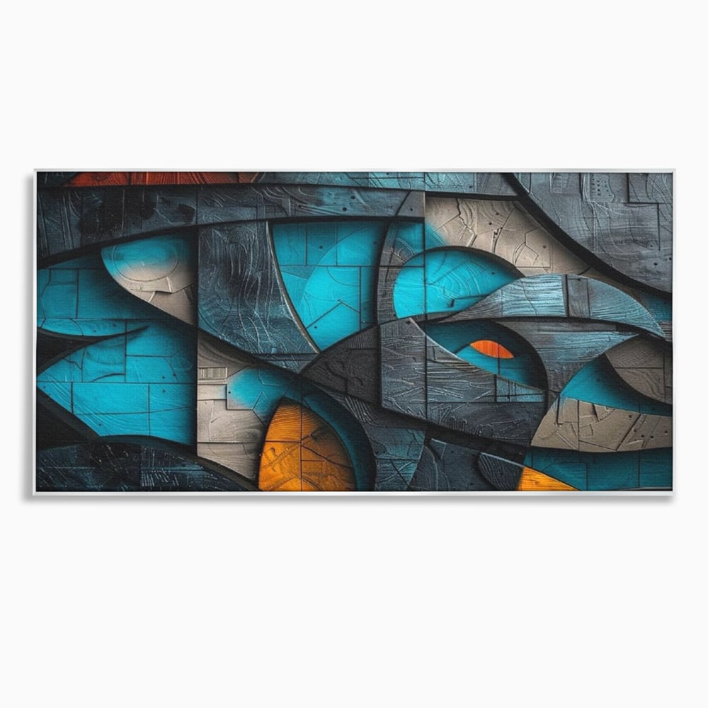 Tablou Canvas Premium, LuxCanva® C1274, Spatiul dintre ganduri, Geometrie, Albastru, Turcoaz, Abstract, Profunzime, Curbe, Industrial, Arhitectural, Umbre, Materie, Birou, Living, Dormitor