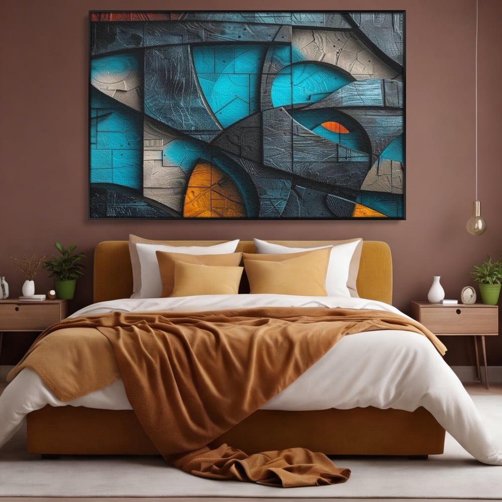 Tablou Canvas Premium, LuxCanva® C1274, Spatiul dintre ganduri, Geometrie, Albastru, Turcoaz, Abstract, Profunzime, Curbe, Industrial, Arhitectural, Umbre, Materie, Birou, Living, Dormitor