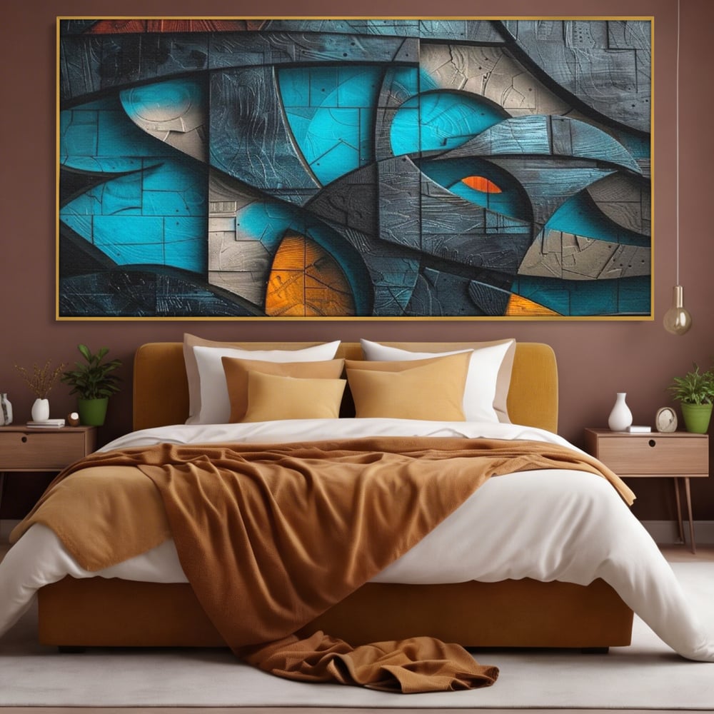 Tablou Canvas Premium, LuxCanva® C1274, Spatiul dintre ganduri, Geometrie, Albastru, Turcoaz, Abstract, Profunzime, Curbe, Industrial, Arhitectural, Umbre, Materie, Birou, Living, Dormitor