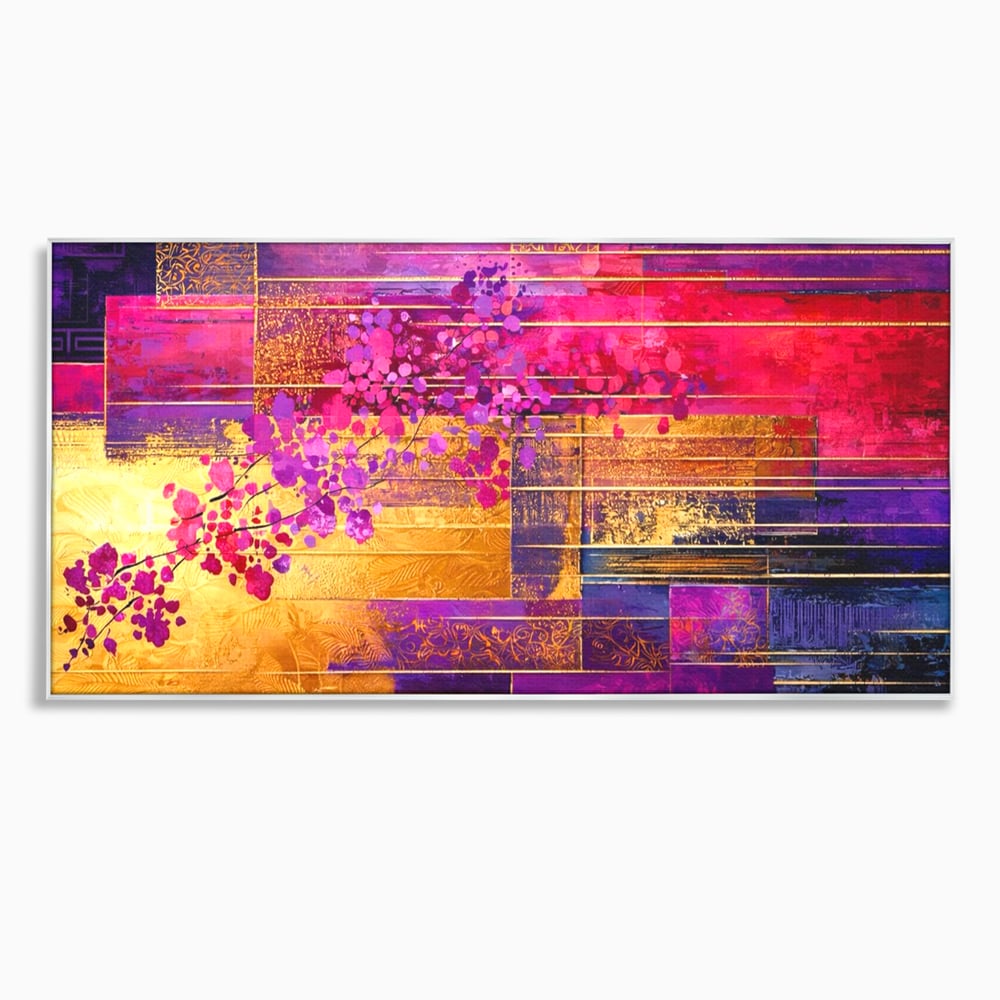 Leinwand Premium Canvas Wall Art, LuxCanva® C1275, Garten zwischen den Linien, Geometrie, Lila, Rosa, Abstrakt, Abstrakt, Magenta, Linien, Textur, Harmonie, Geheimnis, Licht, Eleganz, Lila, Gold, Büro, Wohnzimmer, Schlafzimmer