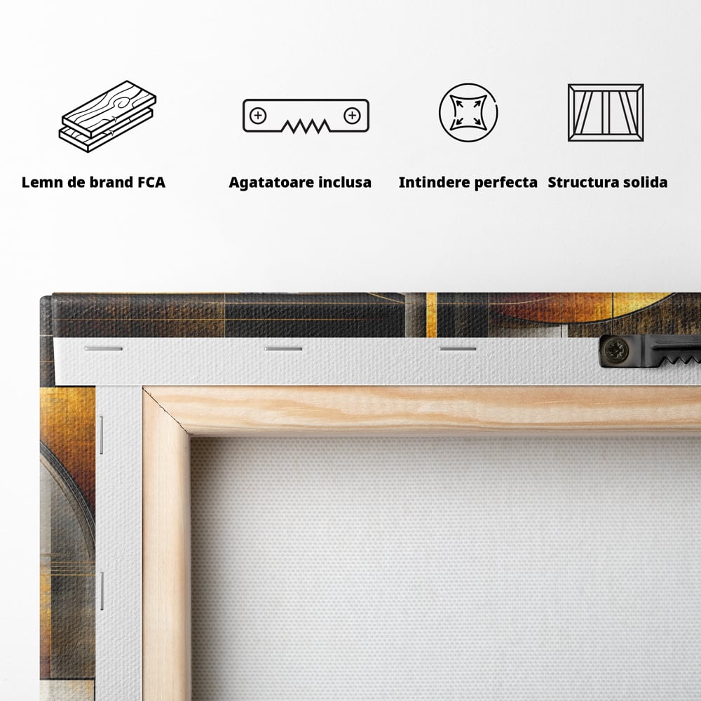 Leinwandbilder Premium, LuxCanva® C1276, Denkende Formen, Geometrie, Gold, Abstrakt, Linien, Textur, Monumental, Schwerkraft, Universum, Sonne, Heilig, Modern, Ausstellung, Büro, Wohnzimmer, Schlafzimmer