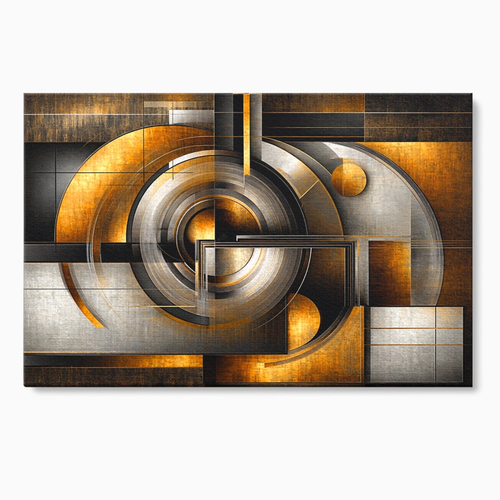 Leinwandbilder Premium, LuxCanva® C1276, Denkende Formen, Geometrie, Gold, Abstrakt, Linien, Textur, Monumental, Schwerkraft, Universum, Sonne, Heilig, Modern, Ausstellung, Büro, Wohnzimmer, Schlafzimmer