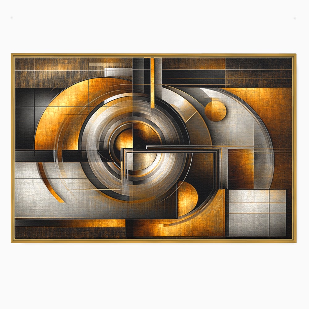 Leinwandbilder Premium, LuxCanva® C1276, Denkende Formen, Geometrie, Gold, Abstrakt, Linien, Textur, Monumental, Schwerkraft, Universum, Sonne, Heilig, Modern, Ausstellung, Büro, Wohnzimmer, Schlafzimmer
