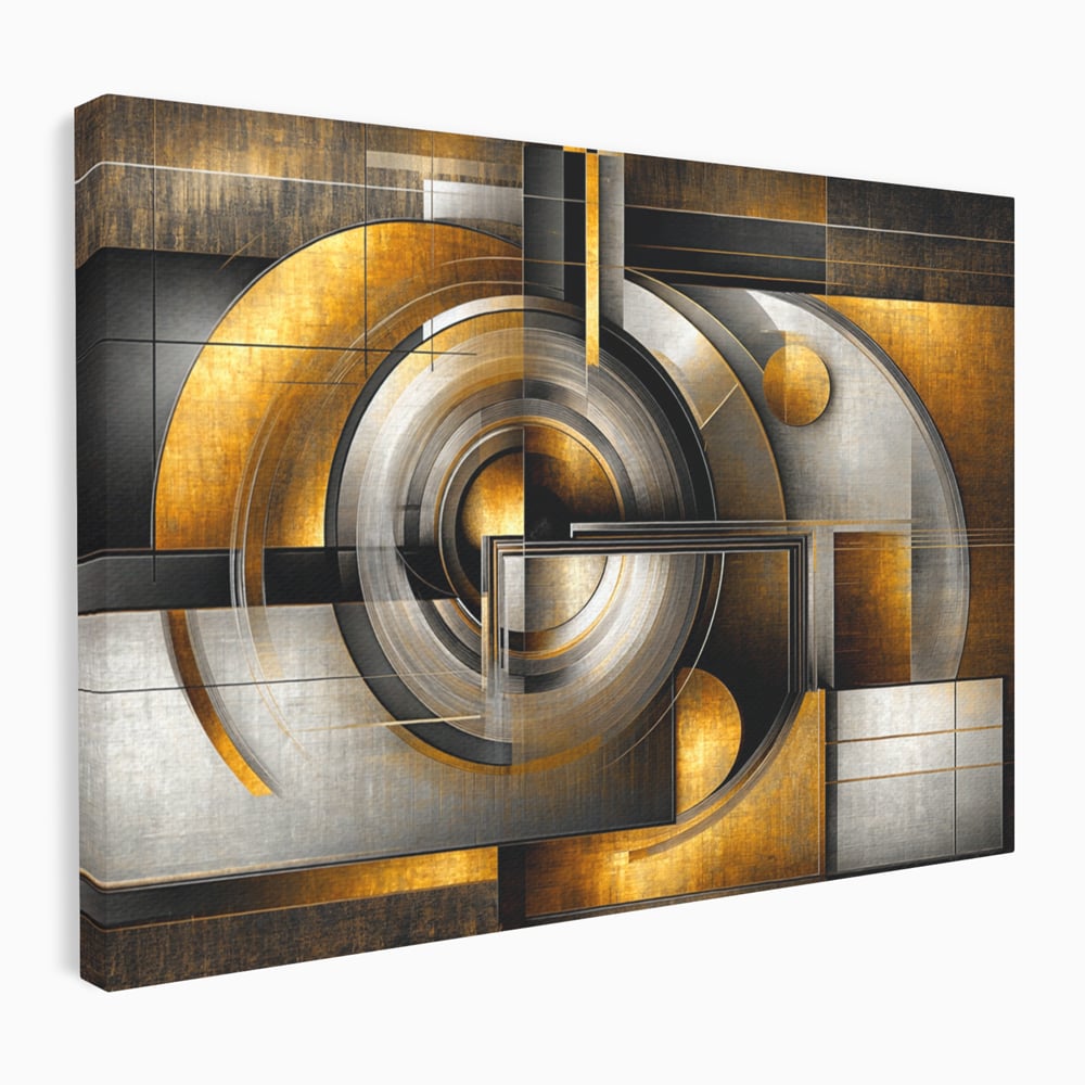 Leinwandbilder Premium, LuxCanva® C1276, Denkende Formen, Geometrie, Gold, Abstrakt, Linien, Textur, Monumental, Schwerkraft, Universum, Sonne, Heilig, Modern, Ausstellung, Büro, Wohnzimmer, Schlafzimmer