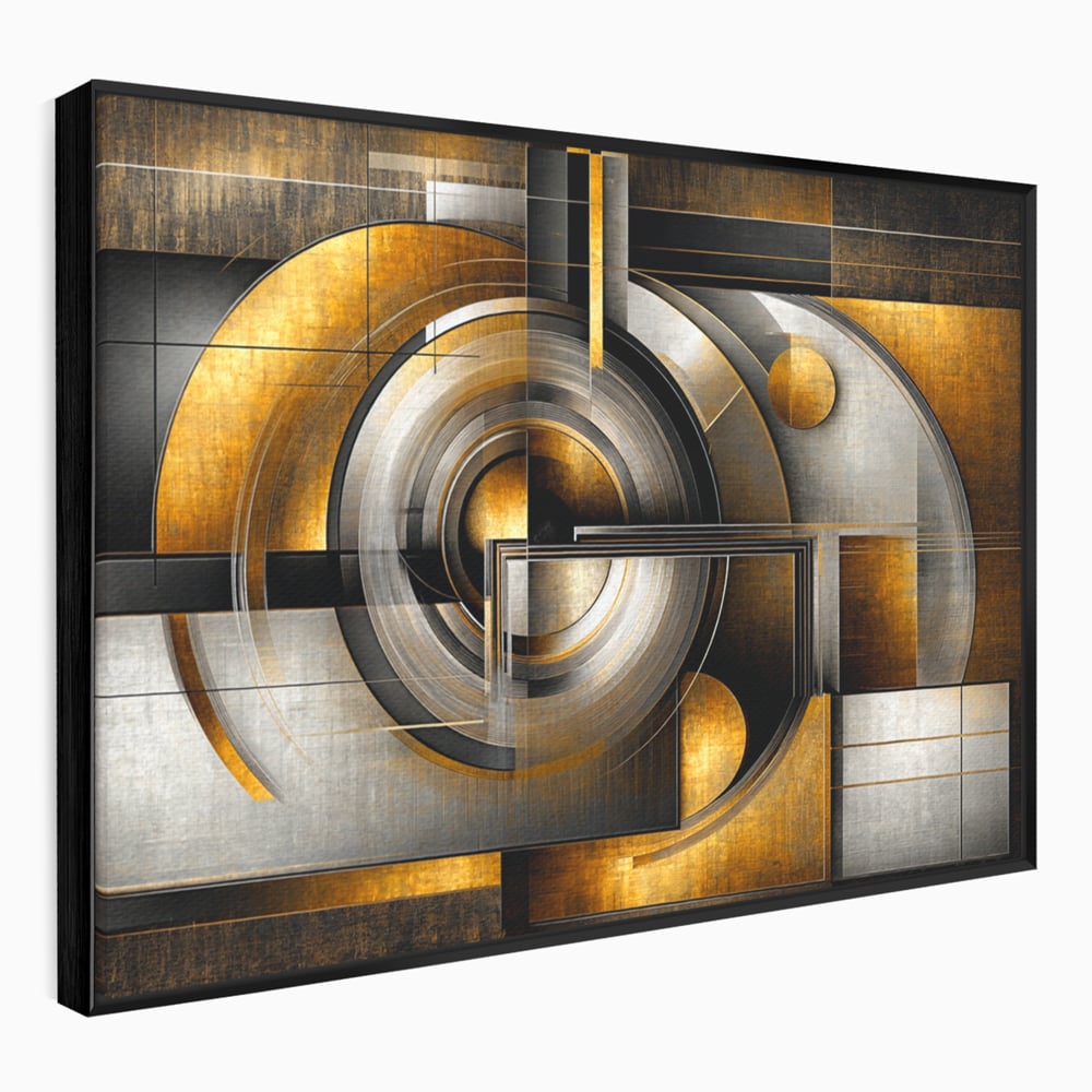 Leinwandbilder Premium, LuxCanva® C1276, Denkende Formen, Geometrie, Gold, Abstrakt, Linien, Textur, Monumental, Schwerkraft, Universum, Sonne, Heilig, Modern, Ausstellung, Büro, Wohnzimmer, Schlafzimmer