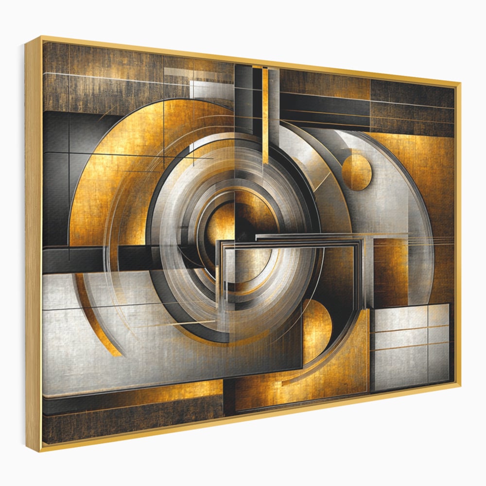 Leinwandbilder Premium, LuxCanva® C1276, Denkende Formen, Geometrie, Gold, Abstrakt, Linien, Textur, Monumental, Schwerkraft, Universum, Sonne, Heilig, Modern, Ausstellung, Büro, Wohnzimmer, Schlafzimmer