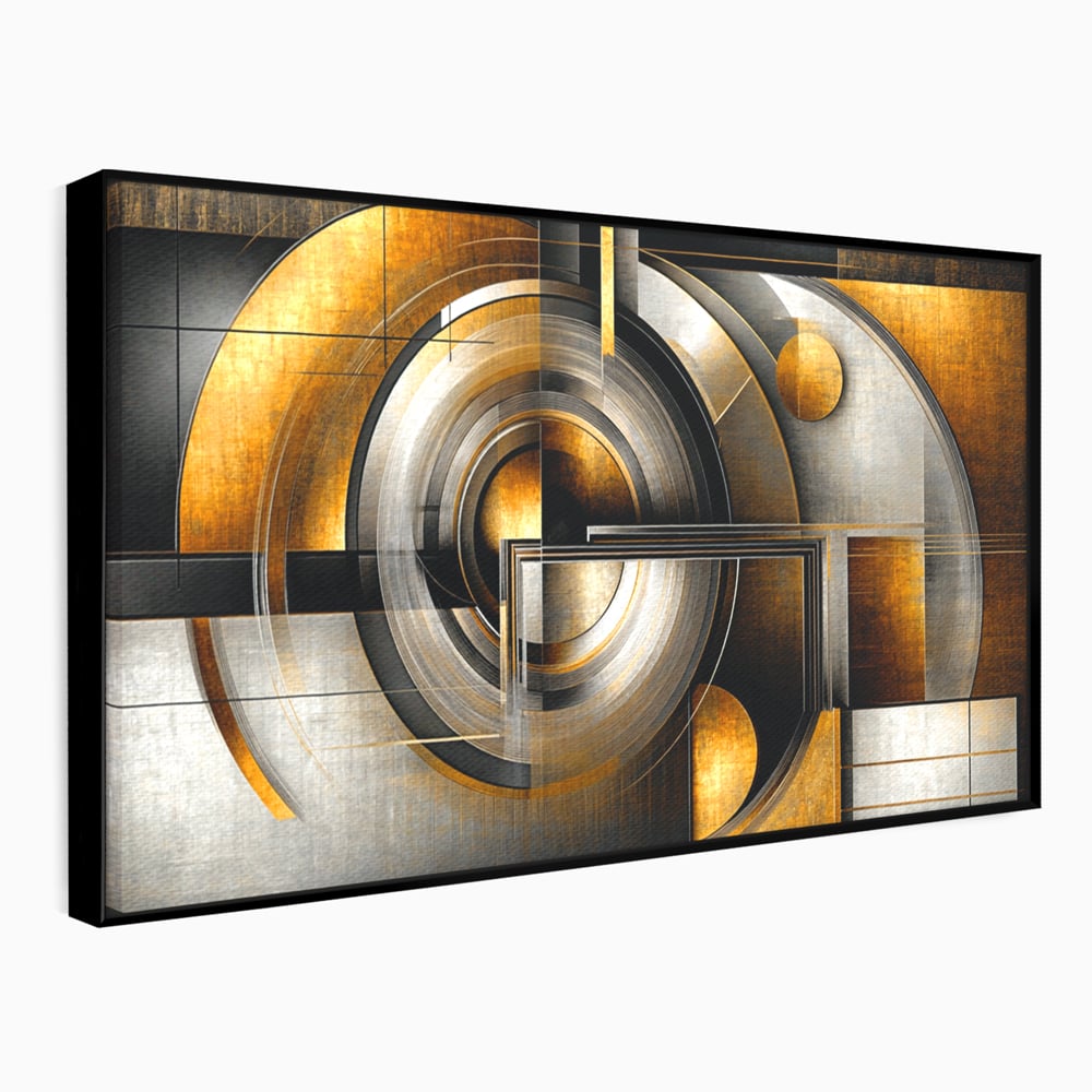 Leinwandbilder Premium, LuxCanva® C1276, Denkende Formen, Geometrie, Gold, Abstrakt, Linien, Textur, Monumental, Schwerkraft, Universum, Sonne, Heilig, Modern, Ausstellung, Büro, Wohnzimmer, Schlafzimmer