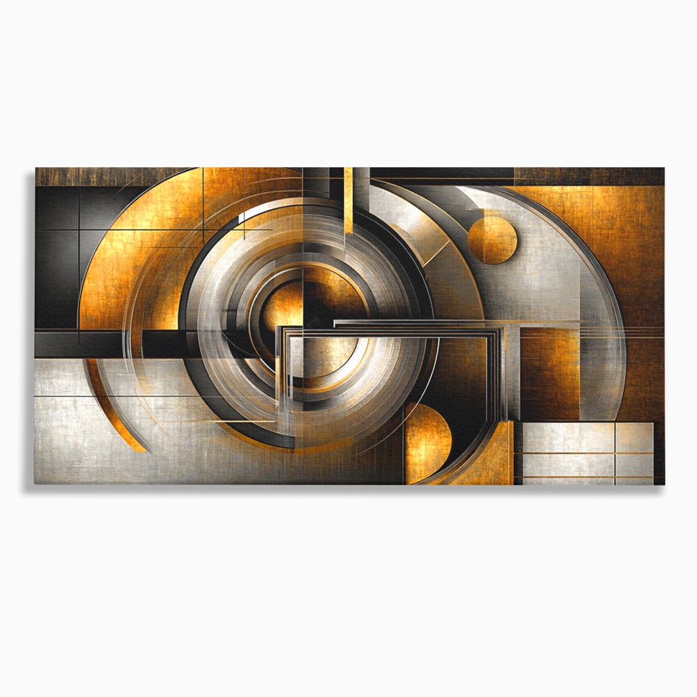 Leinwandbilder Premium, LuxCanva® C1276, Denkende Formen, Geometrie, Gold, Abstrakt, Linien, Textur, Monumental, Schwerkraft, Universum, Sonne, Heilig, Modern, Ausstellung, Büro, Wohnzimmer, Schlafzimmer