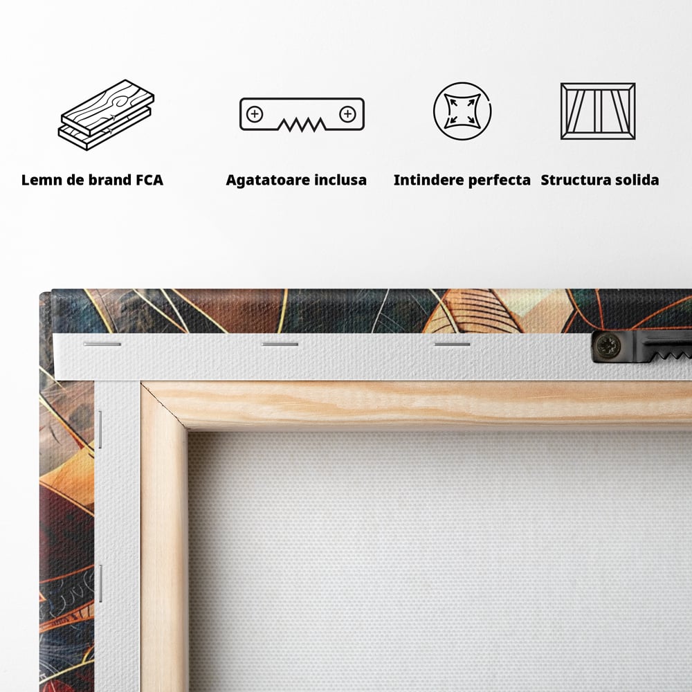Tablou Canvas Premium, LuxCanva® C1277, Intre nervuri de foc, Geometrie, Auriu, Rosu, Abstract, Linii, Profunzime, Simetrie, Circular, Spatiu, Forma, Templu, Expozitie, Birou, Living, Dormitor