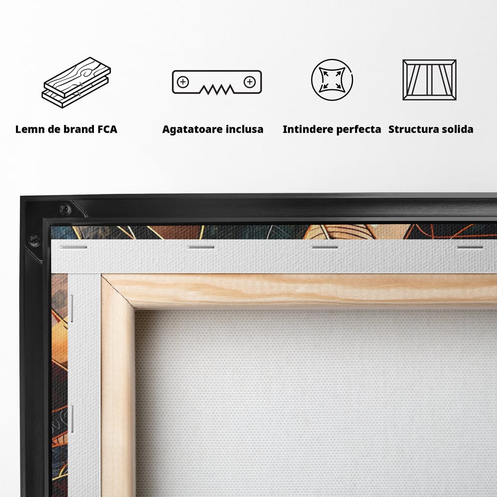 Tablou Canvas Premium, LuxCanva® C1277, Intre nervuri de foc, Geometrie, Auriu, Rosu, Abstract, Linii, Profunzime, Simetrie, Circular, Spatiu, Forma, Templu, Expozitie, Birou, Living, Dormitor