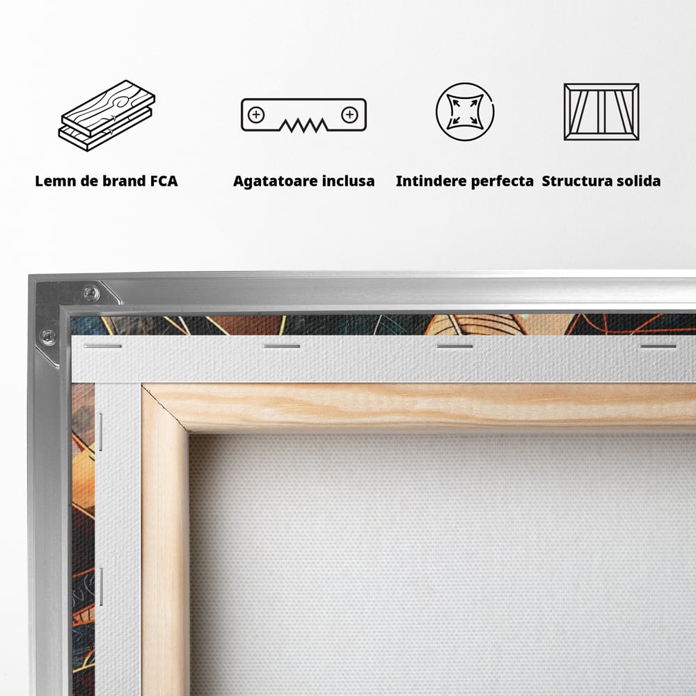 Tablou Canvas Premium, LuxCanva® C1277, Intre nervuri de foc, Geometrie, Auriu, Rosu, Abstract, Linii, Profunzime, Simetrie, Circular, Spatiu, Forma, Templu, Expozitie, Birou, Living, Dormitor