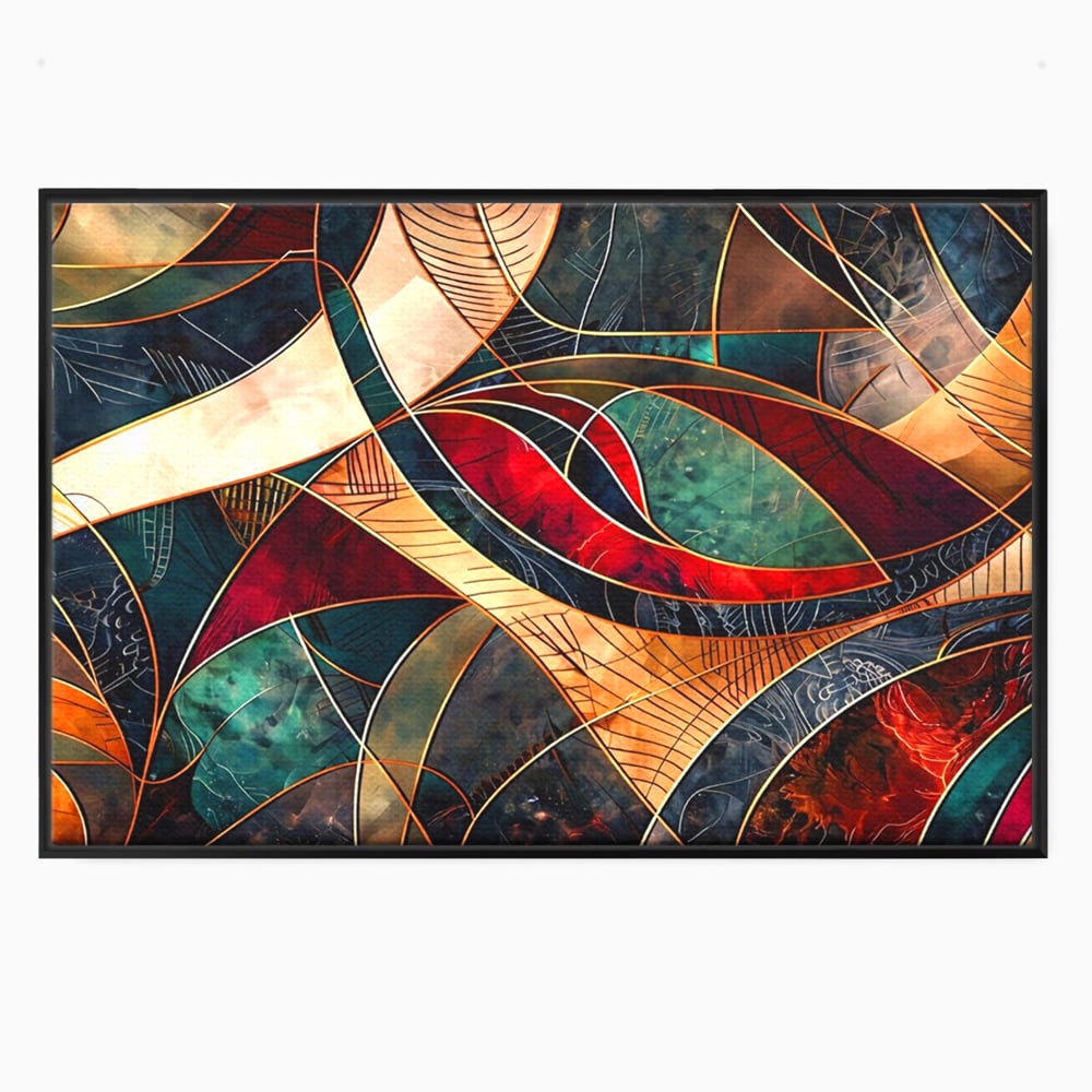 Tablou Canvas Premium, LuxCanva® C1277, Intre nervuri de foc, Geometrie, Auriu, Rosu, Abstract, Linii, Profunzime, Simetrie, Circular, Spatiu, Forma, Templu, Expozitie, Birou, Living, Dormitor