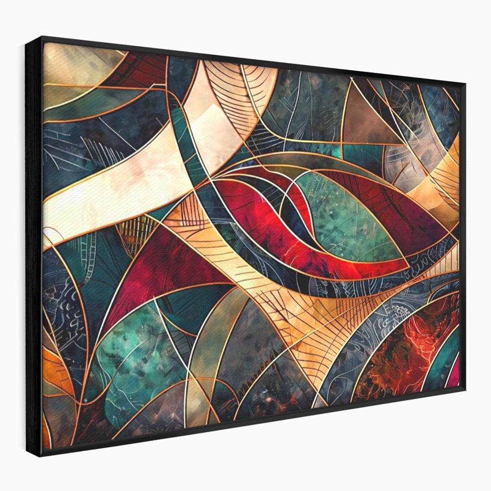 Tablou Canvas Premium, LuxCanva® C1277, Intre nervuri de foc, Geometrie, Auriu, Rosu, Abstract, Linii, Profunzime, Simetrie, Circular, Spatiu, Forma, Templu, Expozitie, Birou, Living, Dormitor