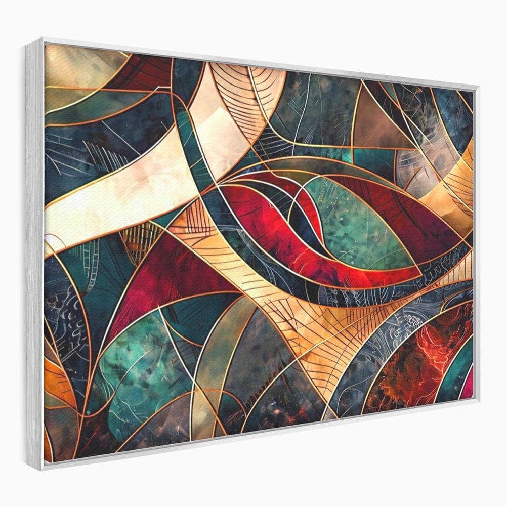 Tablou Canvas Premium, LuxCanva® C1277, Intre nervuri de foc, Geometrie, Auriu, Rosu, Abstract, Linii, Profunzime, Simetrie, Circular, Spatiu, Forma, Templu, Expozitie, Birou, Living, Dormitor