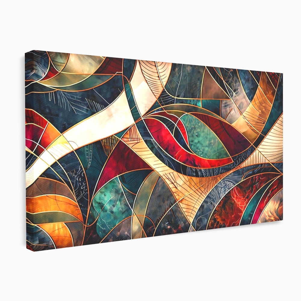 Tablou Canvas Premium, LuxCanva® C1277, Intre nervuri de foc, Geometrie, Auriu, Rosu, Abstract, Linii, Profunzime, Simetrie, Circular, Spatiu, Forma, Templu, Expozitie, Birou, Living, Dormitor