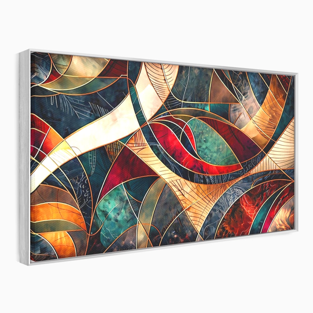 Tablou Canvas Premium, LuxCanva® C1277, Intre nervuri de foc, Geometrie, Auriu, Rosu, Abstract, Linii, Profunzime, Simetrie, Circular, Spatiu, Forma, Templu, Expozitie, Birou, Living, Dormitor