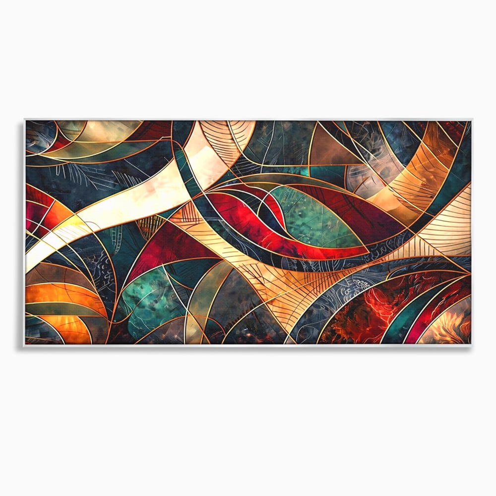 Tablou Canvas Premium, LuxCanva® C1277, Intre nervuri de foc, Geometrie, Auriu, Rosu, Abstract, Linii, Profunzime, Simetrie, Circular, Spatiu, Forma, Templu, Expozitie, Birou, Living, Dormitor