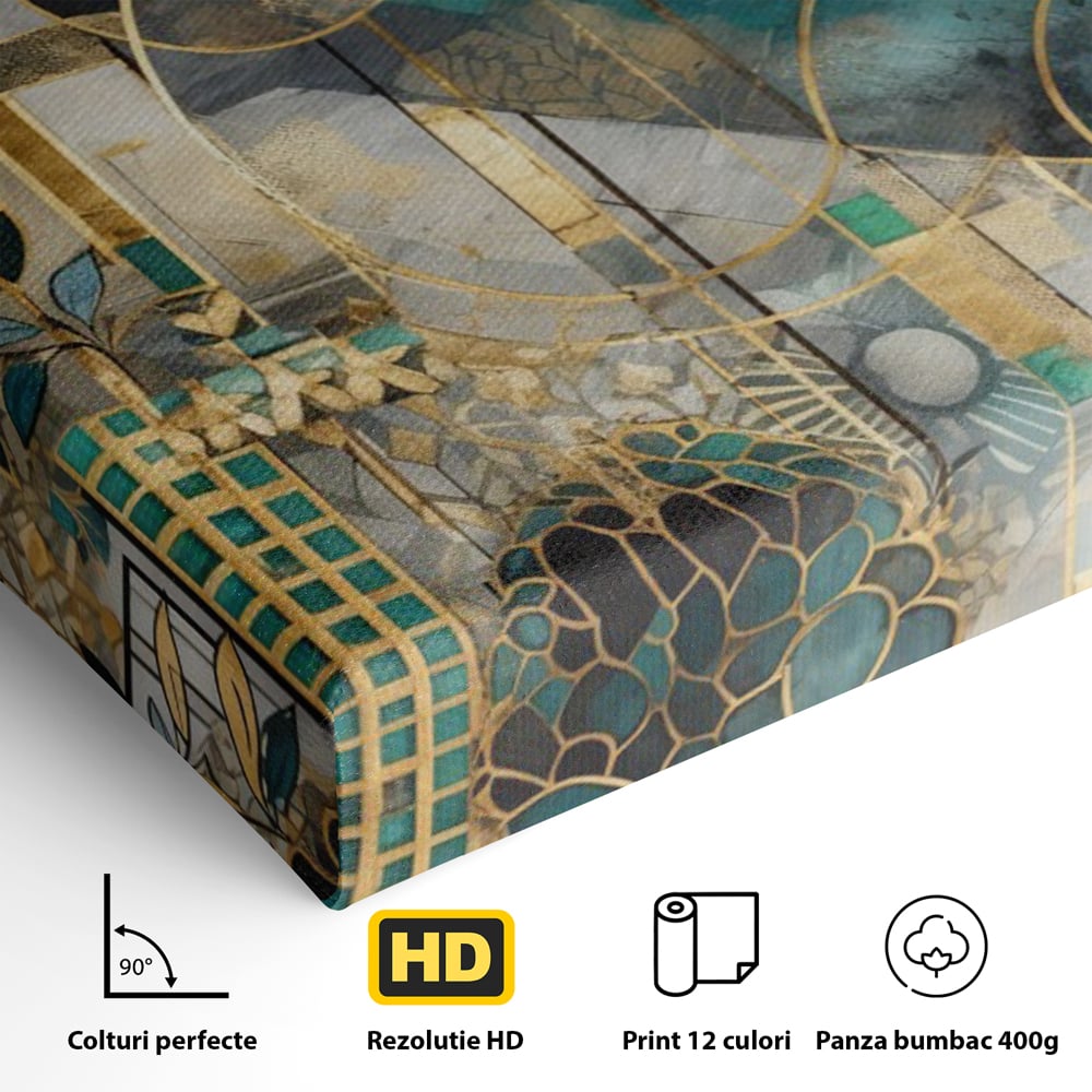 Leinwand Premium Canvas Wall Art, LuxCanva® C1278, Vegetable Harmonies, Geometrie, Farben, Abstrakt, Gold, Vegetal, Organisch, Ruhig, Harmonie, Fluid, Natur, Licht, Formen, Linien, Büro, Wohnen, Schlafzimmer