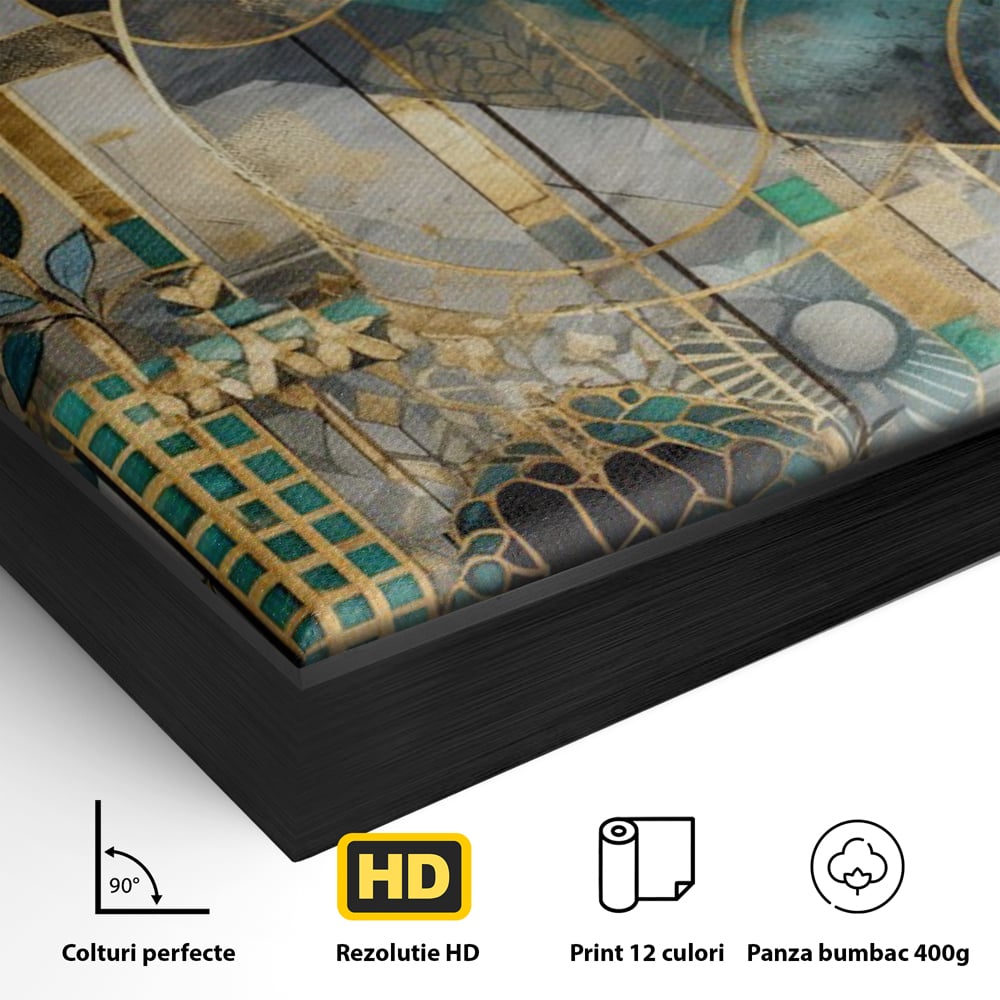 Leinwand Premium Canvas Wall Art, LuxCanva® C1278, Vegetable Harmonies, Geometrie, Farben, Abstrakt, Gold, Vegetal, Organisch, Ruhig, Harmonie, Fluid, Natur, Licht, Formen, Linien, Büro, Wohnen, Schlafzimmer