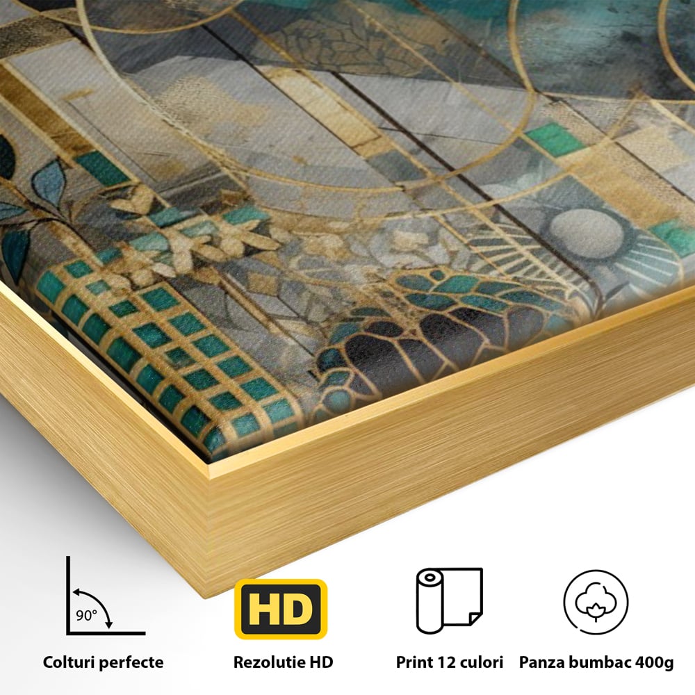 Leinwand Premium Canvas Wall Art, LuxCanva® C1278, Vegetable Harmonies, Geometrie, Farben, Abstrakt, Gold, Vegetal, Organisch, Ruhig, Harmonie, Fluid, Natur, Licht, Formen, Linien, Büro, Wohnen, Schlafzimmer