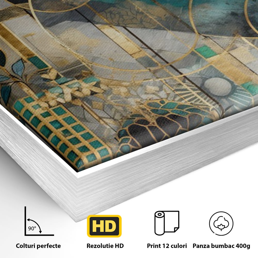 Leinwand Premium Canvas Wall Art, LuxCanva® C1278, Vegetable Harmonies, Geometrie, Farben, Abstrakt, Gold, Vegetal, Organisch, Ruhig, Harmonie, Fluid, Natur, Licht, Formen, Linien, Büro, Wohnen, Schlafzimmer