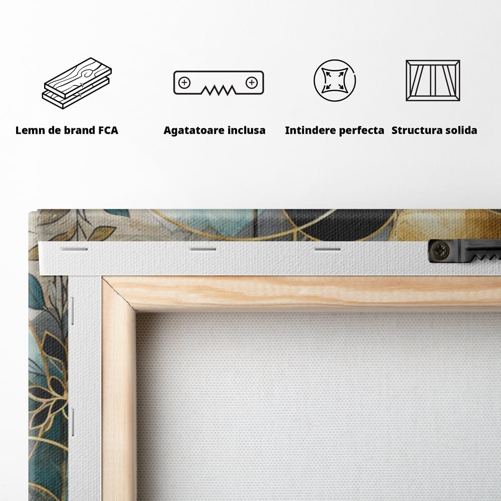 Leinwand Premium Canvas Wall Art, LuxCanva® C1278, Vegetable Harmonies, Geometrie, Farben, Abstrakt, Gold, Vegetal, Organisch, Ruhig, Harmonie, Fluid, Natur, Licht, Formen, Linien, Büro, Wohnen, Schlafzimmer
