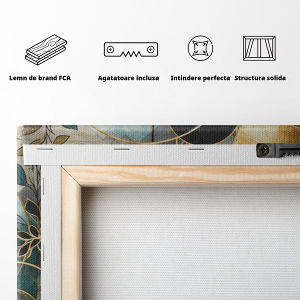 Leinwand Premium Canvas Wall Art, LuxCanva® C1278, Vegetable Harmonies, Geometrie, Farben, Abstrakt, Gold, Vegetal, Organisch, Ruhig, Harmonie, Fluid, Natur, Licht, Formen, Linien, Büro, Wohnen, Schlafzimmer