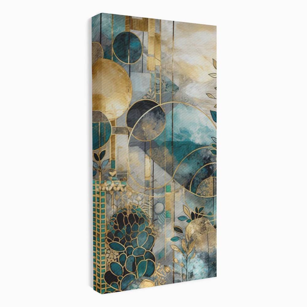Leinwand Premium Canvas Wall Art, LuxCanva® C1278, Vegetable Harmonies, Geometrie, Farben, Abstrakt, Gold, Vegetal, Organisch, Ruhig, Harmonie, Fluid, Natur, Licht, Formen, Linien, Büro, Wohnen, Schlafzimmer