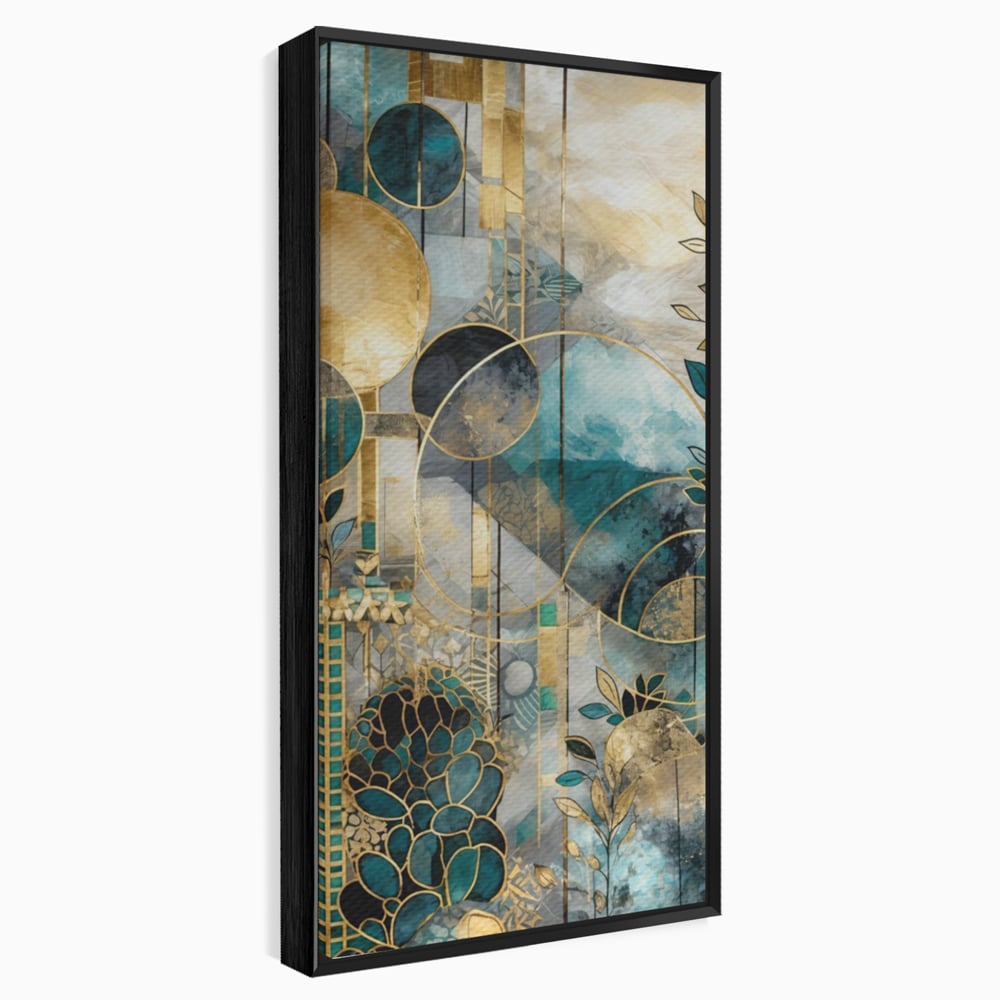 Leinwand Premium Canvas Wall Art, LuxCanva® C1278, Vegetable Harmonies, Geometrie, Farben, Abstrakt, Gold, Vegetal, Organisch, Ruhig, Harmonie, Fluid, Natur, Licht, Formen, Linien, Büro, Wohnen, Schlafzimmer