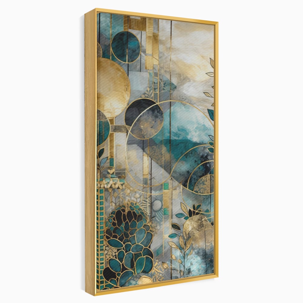 Leinwand Premium Canvas Wall Art, LuxCanva® C1278, Vegetable Harmonies, Geometrie, Farben, Abstrakt, Gold, Vegetal, Organisch, Ruhig, Harmonie, Fluid, Natur, Licht, Formen, Linien, Büro, Wohnen, Schlafzimmer