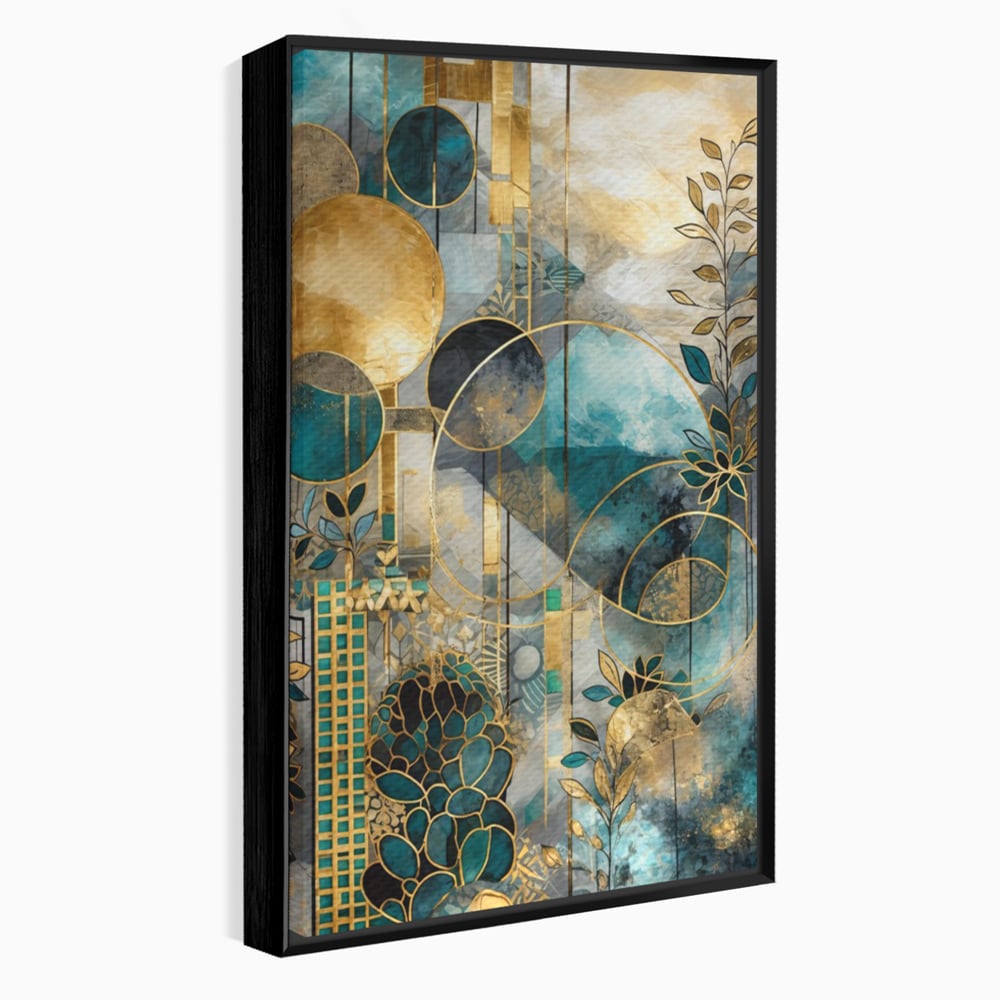 Leinwand Premium Canvas Wall Art, LuxCanva® C1278, Vegetable Harmonies, Geometrie, Farben, Abstrakt, Gold, Vegetal, Organisch, Ruhig, Harmonie, Fluid, Natur, Licht, Formen, Linien, Büro, Wohnen, Schlafzimmer