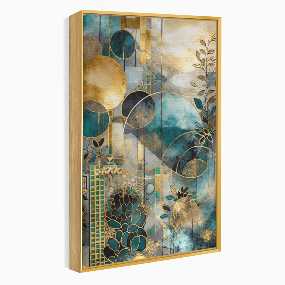 Leinwand Premium Canvas Wall Art, LuxCanva® C1278, Vegetable Harmonies, Geometrie, Farben, Abstrakt, Gold, Vegetal, Organisch, Ruhig, Harmonie, Fluid, Natur, Licht, Formen, Linien, Büro, Wohnen, Schlafzimmer