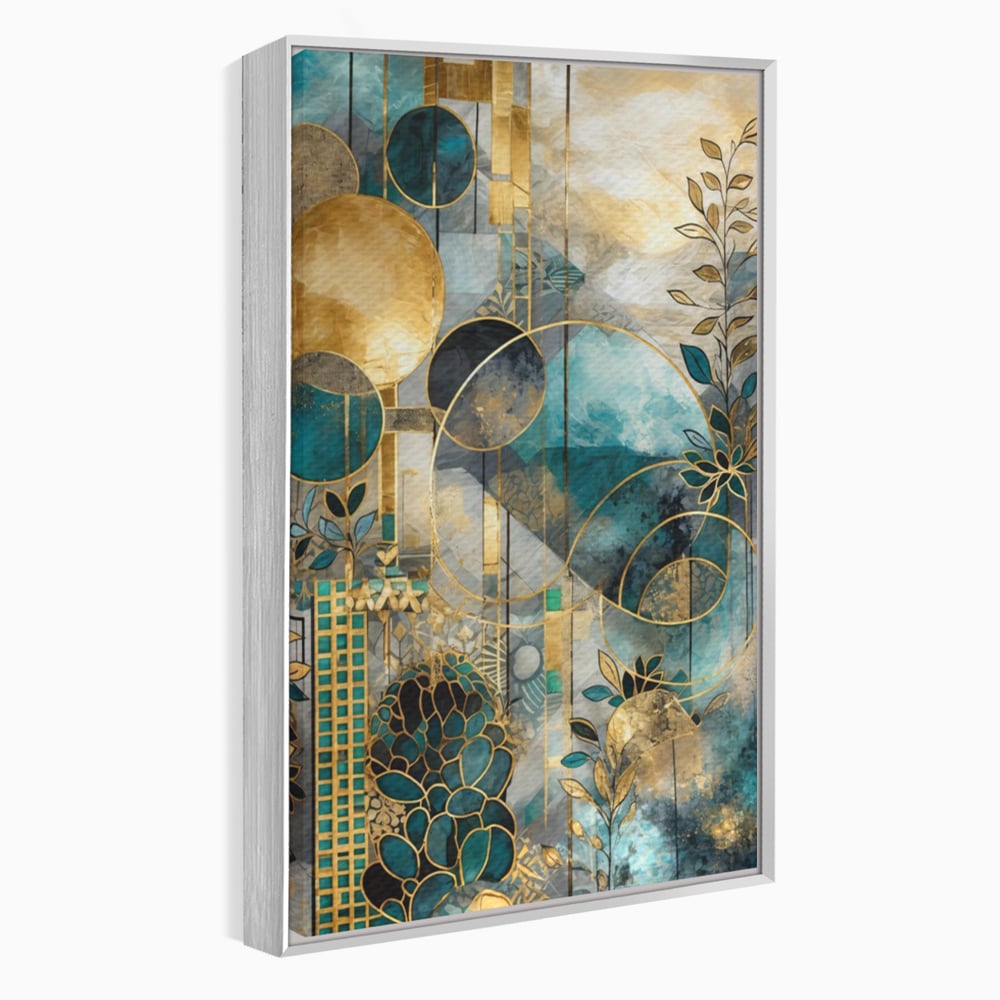 Leinwand Premium Canvas Wall Art, LuxCanva® C1278, Vegetable Harmonies, Geometrie, Farben, Abstrakt, Gold, Vegetal, Organisch, Ruhig, Harmonie, Fluid, Natur, Licht, Formen, Linien, Büro, Wohnen, Schlafzimmer