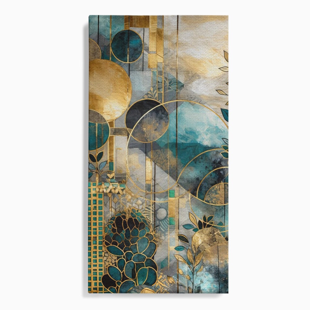 Leinwand Premium Canvas Wall Art, LuxCanva® C1278, Vegetable Harmonies, Geometrie, Farben, Abstrakt, Gold, Vegetal, Organisch, Ruhig, Harmonie, Fluid, Natur, Licht, Formen, Linien, Büro, Wohnen, Schlafzimmer