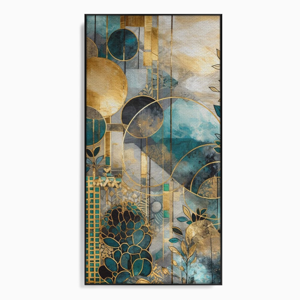 Leinwand Premium Canvas Wall Art, LuxCanva® C1278, Vegetable Harmonies, Geometrie, Farben, Abstrakt, Gold, Vegetal, Organisch, Ruhig, Harmonie, Fluid, Natur, Licht, Formen, Linien, Büro, Wohnen, Schlafzimmer