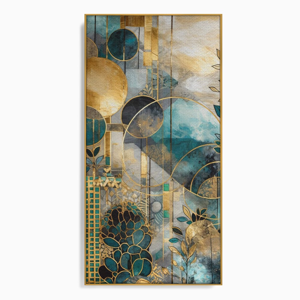 Leinwand Premium Canvas Wall Art, LuxCanva® C1278, Vegetable Harmonies, Geometrie, Farben, Abstrakt, Gold, Vegetal, Organisch, Ruhig, Harmonie, Fluid, Natur, Licht, Formen, Linien, Büro, Wohnen, Schlafzimmer