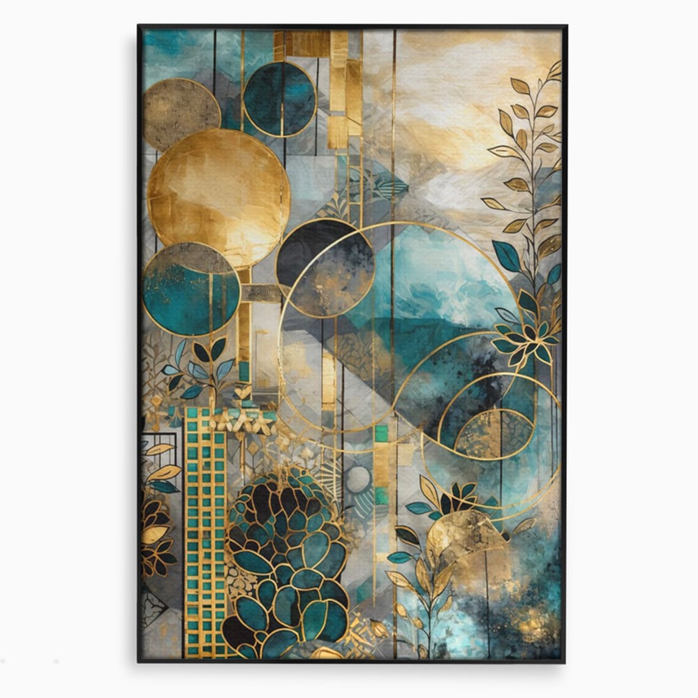 Leinwand Premium Canvas Wall Art, LuxCanva® C1278, Vegetable Harmonies, Geometrie, Farben, Abstrakt, Gold, Vegetal, Organisch, Ruhig, Harmonie, Fluid, Natur, Licht, Formen, Linien, Büro, Wohnen, Schlafzimmer