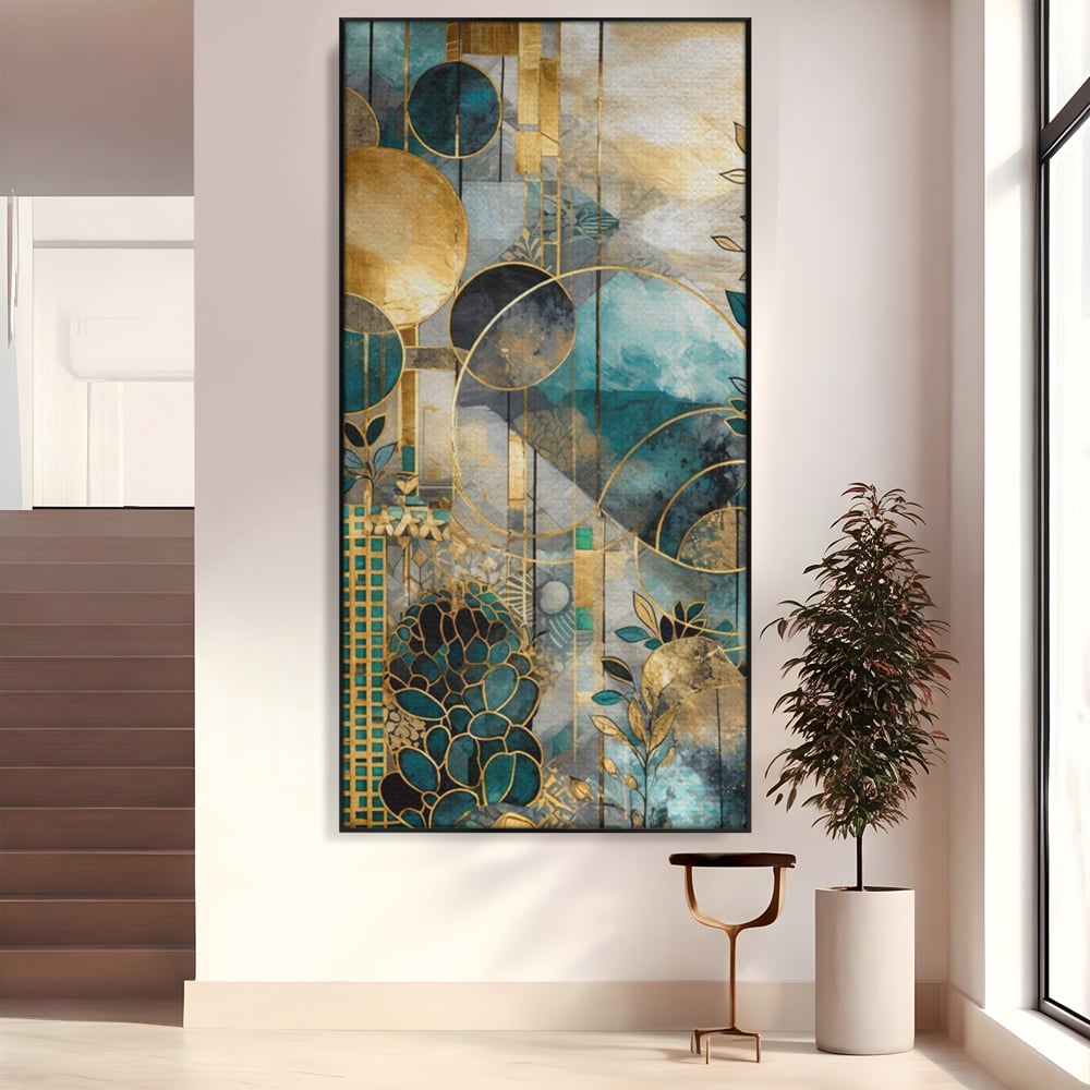 Leinwand Premium Canvas Wall Art, LuxCanva® C1278, Vegetable Harmonies, Geometrie, Farben, Abstrakt, Gold, Vegetal, Organisch, Ruhig, Harmonie, Fluid, Natur, Licht, Formen, Linien, Büro, Wohnen, Schlafzimmer